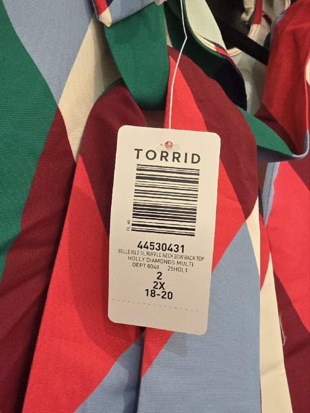 torrid Multicolor Diamond Print Ruffle Neck Tank - Picture 5 of 5